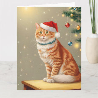 Cute Ginger Cat Christmas Card