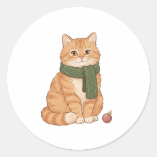 Cute Ginger Cat Christmas Sticker