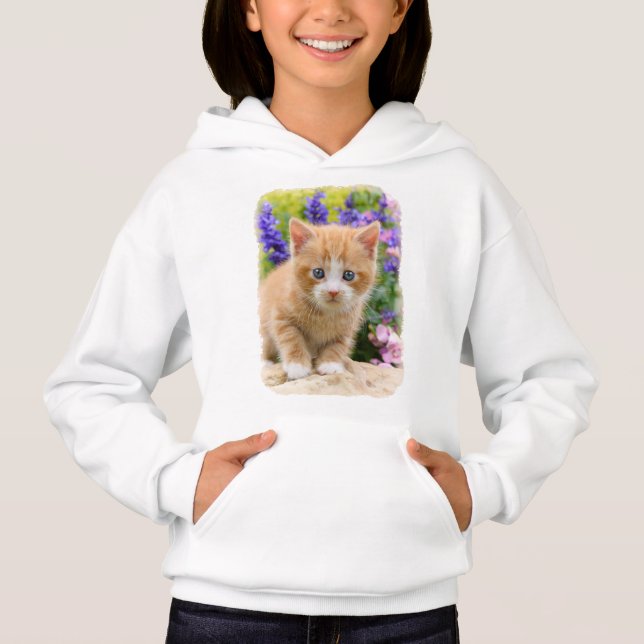 Cute Ginger Cat Kitten in a Flowery Garden - (Front)