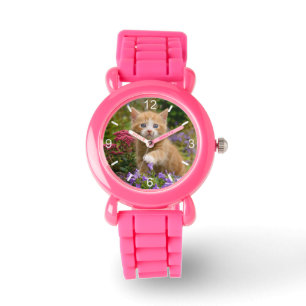 Cute Ginger Cat Kitten in Garden girls dial-plate Watch