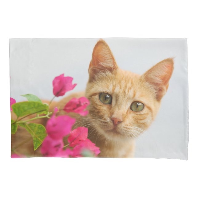Cute Ginger Cat Kitten is Watching You - Pillowcase (Front)
