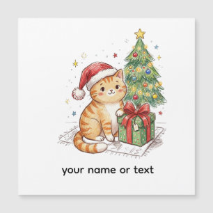 Cute Ginger Cat Santa Hat Christmas Ornament   Cat