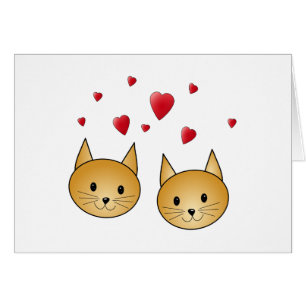 Cute Ginger cats. With Red Love Hearts.