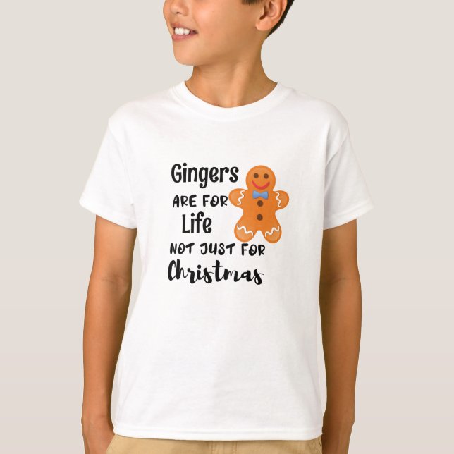 Cute Ginger Cookie With Christmas Coloured Text T-Shirt (Front)
