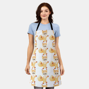Cute ginger fox cartoon illustration apron