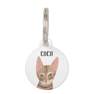 Cute Ginger Illustrated Cat ID tag