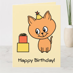 Cute Ginger Kitten Wearing a Birthday Hat. Card