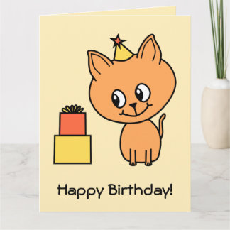 Cute Ginger Kitten Wearing a Birthday Hat. Card