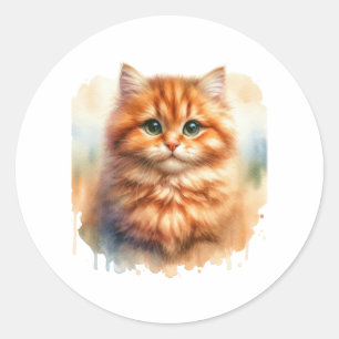 Cute Ginger Tabby Cat  Classic T-Shirt Round Sticker
