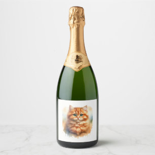 Cute Ginger Tabby Cat Classic T-Shirt Sparkling Wine Label