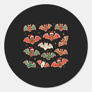 Cute Gingerbread Bats Soky Christmas Cookie Merry Classic Round Sticker