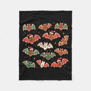 Cute Gingerbread Bats Soky Christmas Cookie Merry Fleece Blanket