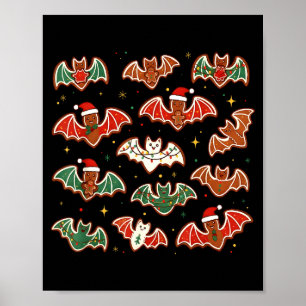 Cute Gingerbread Bats Soky Christmas Cookie Merry  Poster