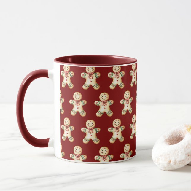 Cute Gingerbread Boy Coffee Drinking Mug (With Donut)