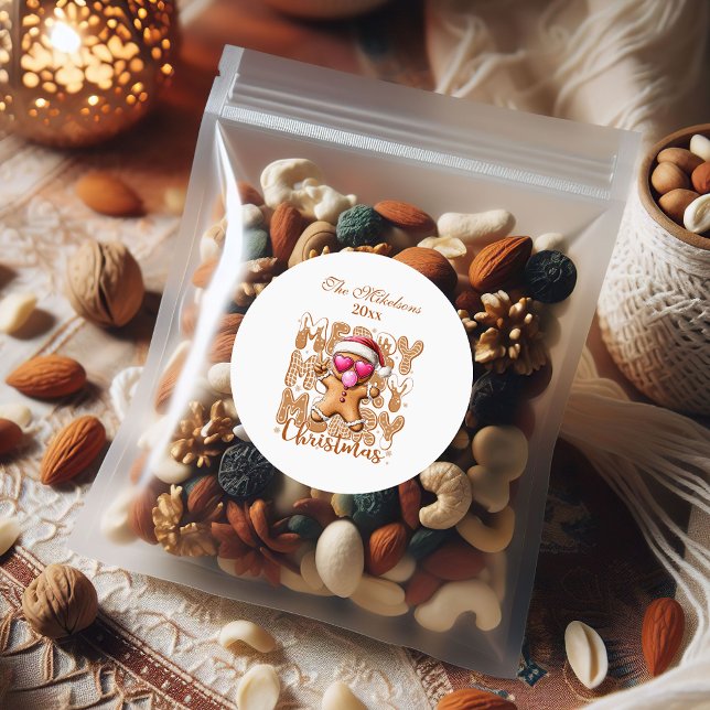 Cute Gingerbread  Christmas  Classic Round Sticker (Creator Uploaded)