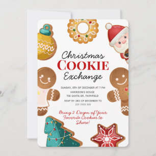 Cute Gingerbread Christmas Cookie Exchange Party Invitation