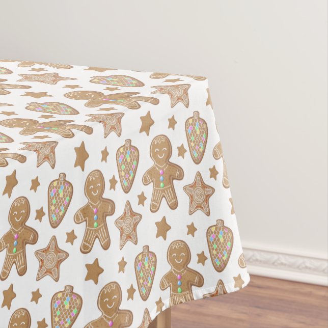 Cute Gingerbread Christmas Cookie Pattern Tablecloth (In Situ)