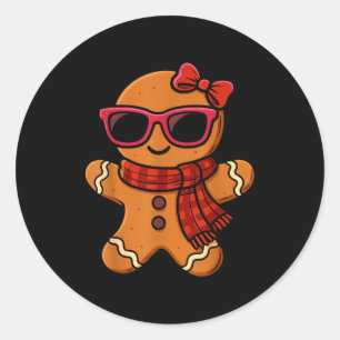 Cute Gingerbread Christmas For Women Girls Xmas Classic Round Sticker