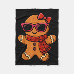 Cute Gingerbread Christmas For Women Girls Xmas Fleece Blanket