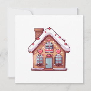 Cute Gingerbread Christmas Holiday House Card