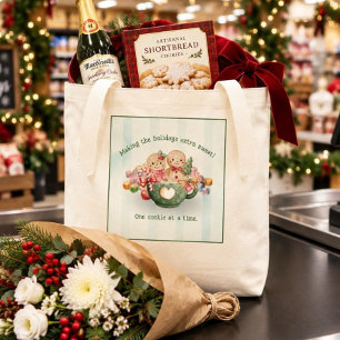 Cute Gingerbread Christmas Personalized Large Tote Bag