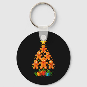 Cute Gingerbread Christmas Tree Holiday Funny Xmas Keychain
