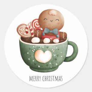 Cute Gingerbread Classic Round Sticker