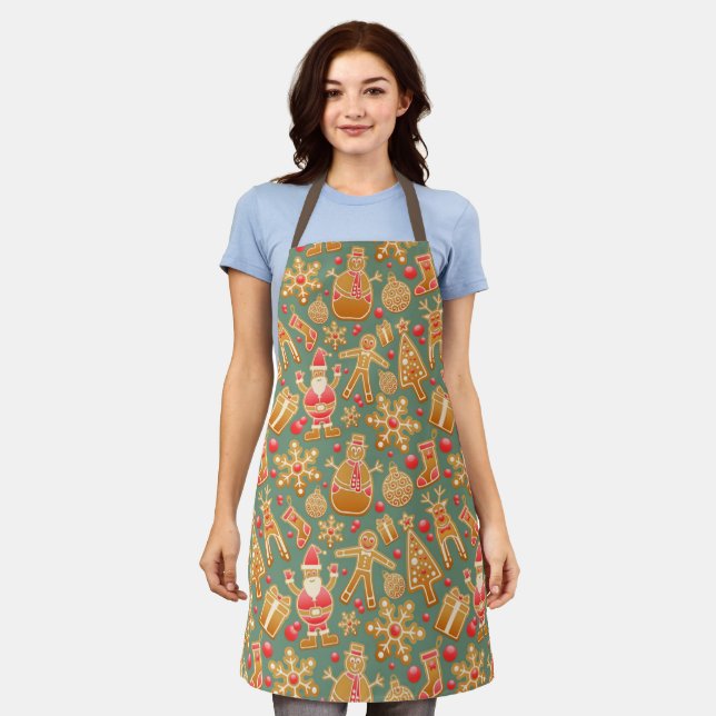 Cute Gingerbread Cookie Christmas Holiday Apron (Worn)
