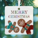 Cute Gingerbread Cookies Merry Christmas Photo Metal Ornament<br><div class="desc">Cute Gingerbread Cookies Merry Christmas Photo Ornament</div>