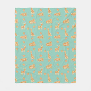 Cute Gingerbread Cookies on Mint Fleece Blanket