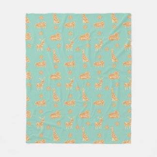 Cute Gingerbread Cookies on Mint Fleece Blanket