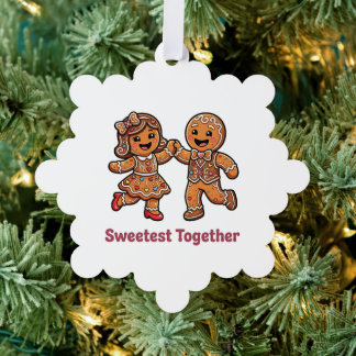 Cute Gingerbread Couple Sweetest Together Christma Ornament Card