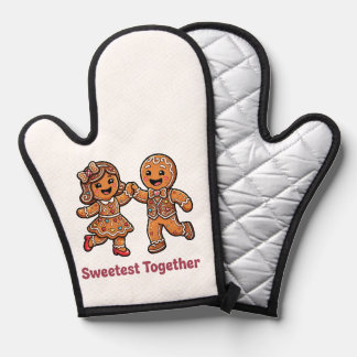 Cute Gingerbread Couple Sweetest Together Christma Oven Mitt