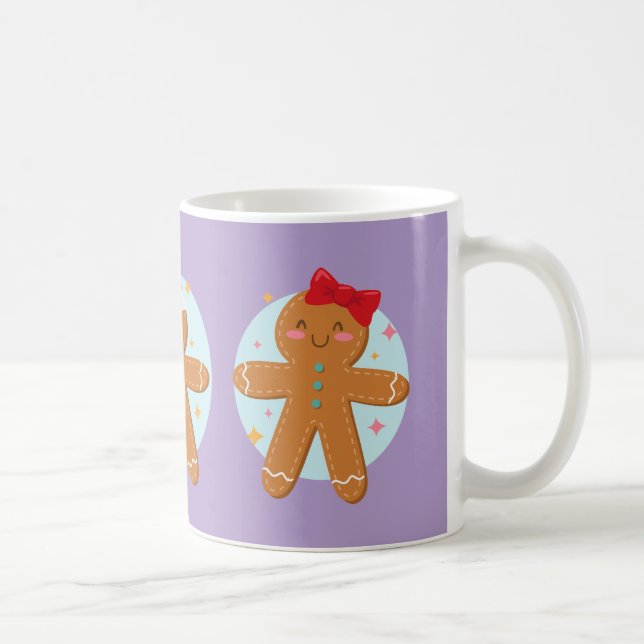 Cute Gingerbread Couples Cookies Art Drawing Coffee Mug (Right)