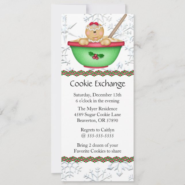Cute Gingerbread Échange de biscuits Invitation de (Devant)