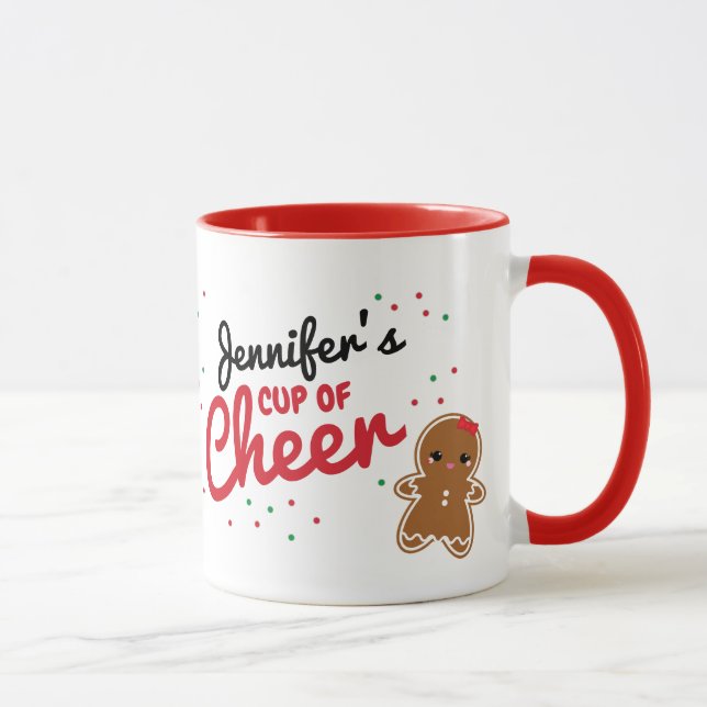 cute GINGERBREAD GIRL personalized christmas mug (Right)
