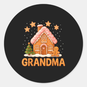 Cute Gingerbread Grandma Merry Christmas Funny  Classic Round Sticker