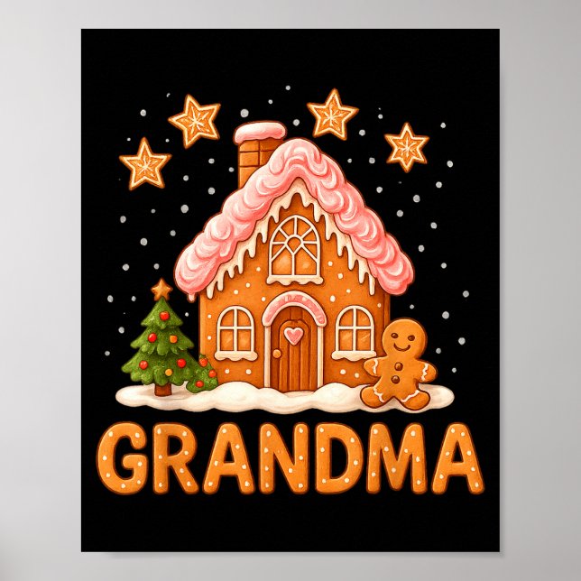 Cute Gingerbread Grandma Merry Christmas Funny  Poster (Front)