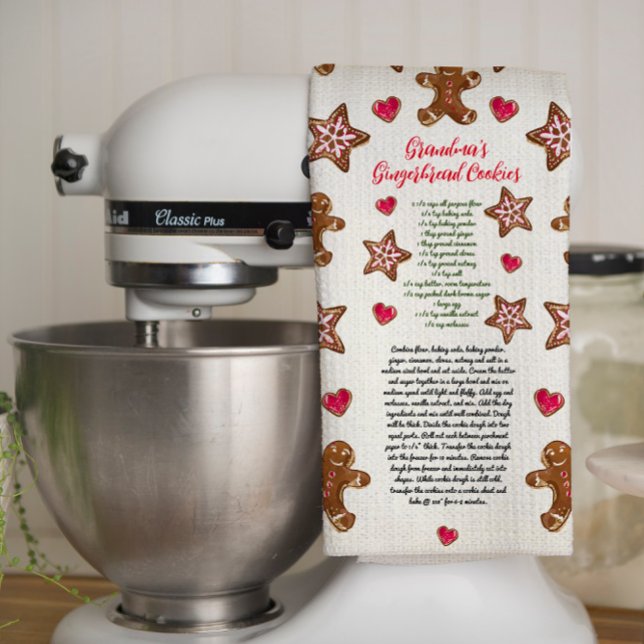 Cute Gingerbread Grandma's Christmas Cookie Recipe Kitchen Towel (Creator Uploaded)