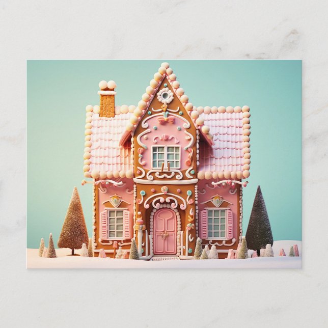 Cute Gingerbread House Christmas Greeting Card (Front)