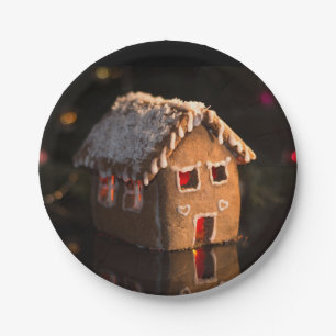 Cute Gingerbread House Christmas Paper Plate