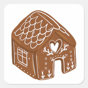 Cute Gingerbread House Holiday Cookie Square Sticker