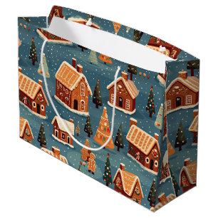 Cute Gingerbread Houses and Trees Large Gift Bag