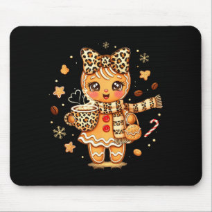 Cute Gingerbread Leopard Christmas Xmas Girl Women Mouse Pad