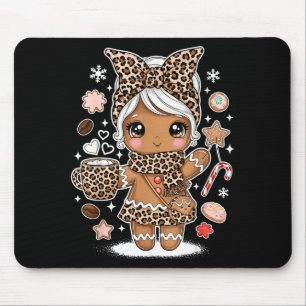 Cute Gingerbread Leopard Christmas Xmas Girl Women Mouse Pad