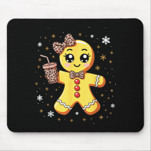 Cute Gingerbread Leopard Coquette Christmas  Mouse Pad