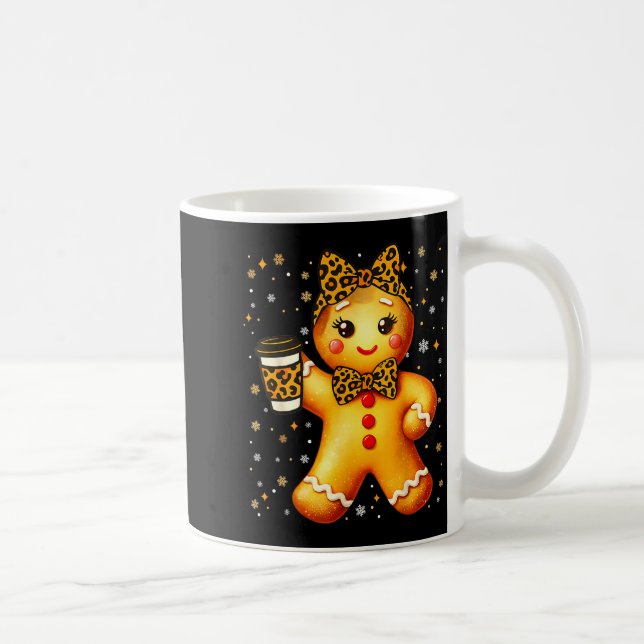 Cute Gingerbread Leopard Coquette Christmas Xmas G Coffee Mug (Right)