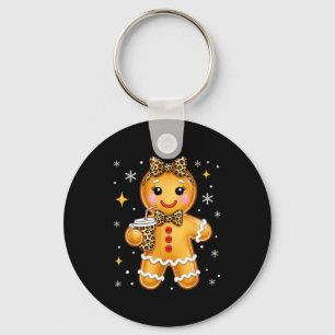 Cute Gingerbread Leopard Coquette Christmas Xmas G Keychain