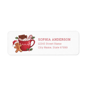 Cute Gingerbread Man and Hot Cocoa Address Labels
