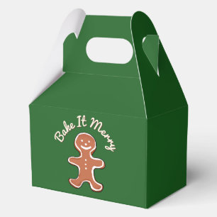 Cute Gingerbread Man Bake It Merry Holiday Favor Box